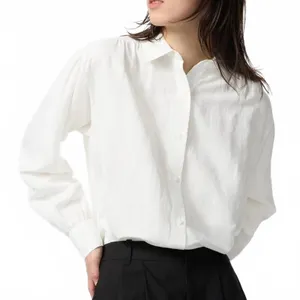 Uniqlo Linen Blend Oversized Shirt Button Up Off White NWT XS thumbnail 1