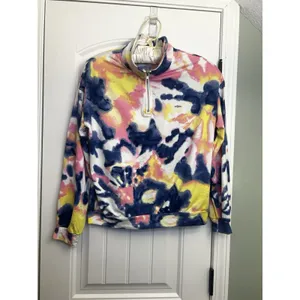 Bobbie Brooks XL Colorful Abstract Half Zip Pullover Stretch Women’s Top Lounge thumbnail 12