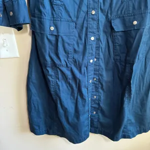 Converse One Star Shirt Dress L Teal Blue Womens Utility Snap Front Cotton thumbnail 3