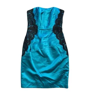 NWT Womens David’s Bridal Strapless Sleeveless Oasis Lace Satin Formal Dress - 2 thumbnail 2