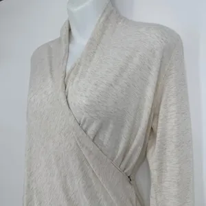 Lululemon Radiant Long Sleeve‎ Wrap Top Size 2 Heathered Beige Thumbholes Active thumbnail 6