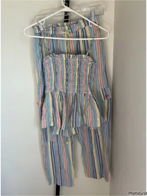 Damson Madder Pastel Stripe Hope Shirred Cami & Sicily Cargo Trouser Set size 4 thumbnail 2