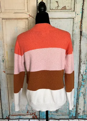 Women Crew Neck Striped Pullover Neapolitan Sweater Super Soft Medium thumbnail 2