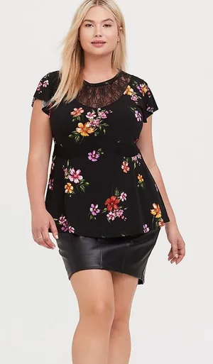 Torrid Lace Yoke Peplum Top D5* thumbnail 1