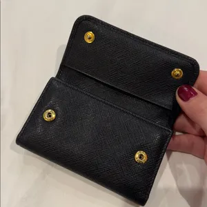 Prada Authentic Black Saffiano Leather Gold Key and Card Holder thumbnail 6