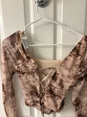 Cropped lace up willow + root long sleeve top thumbnail 2