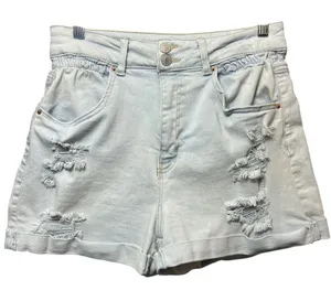 Vanilla Star Denim Shorts Juniors Size 13 Blue‎ Distressed High Waist Cuffed thumbnail 1