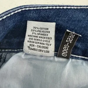 Gogo Jeans Y2k Gogo Womens Dark Wash Flare Leg‎ Embroidered Studded Denim Blue LowRise 7/28 thumbnail 10