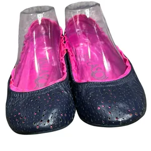 Ballasox Portable Ballet Flats Womens 8 Navy Blue Soft‎ Leather Foldable Shoes thumbnail 5