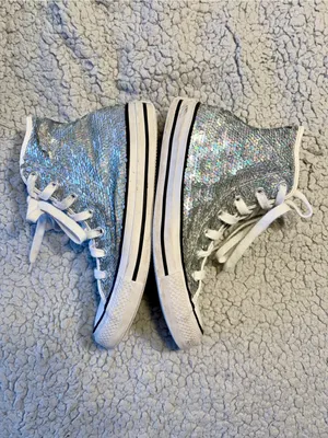 Converse Chuck Taylor All Star Silver Sequin High Tops. Rare Limited Edition. thumbnail 5