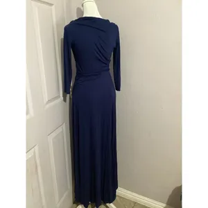 Lulu’s Lovely Navy Blue Gown Long Sleeve Maxi Dress Stretch Jersey S thumbnail 5