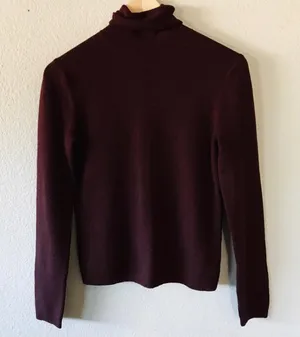 Burgundy Turtleneck Sweater Red Size XS thumbnail 1