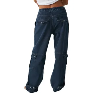 Free People We The Free Black Wash Marx Cargo Baggy Laid Back Denim Pants Jeans thumbnail 5