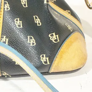 Dooney & Bourke Signature Satchel Black Tan Leather Purse 2000s VINTAGE thumbnail 4