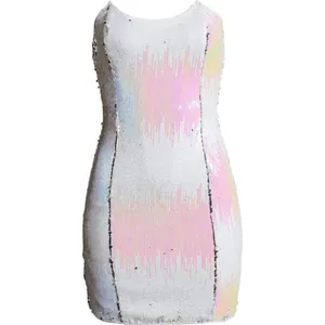 4SI3NNA Alina Strapless Sequin Mini Dress Size Medium White Pink Sz M thumbnail 10
