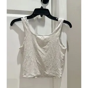Athleta Cropped Ribbed Gray Tank Top thumbnail 4