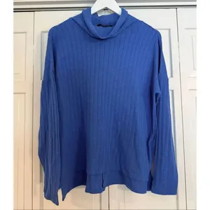 Banana Republic blue ribbed turtleneck top size M thumbnail 2