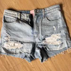 Show Me Your MuMu Light Blue Distressed Jean Shorts thumbnail 1