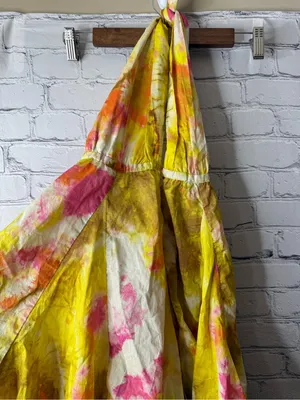 Zara Yellow & Pink Tie-Dye Flowy Halter Dress size small thumbnail 13