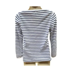 L.L.Bean Size S White Navy Striped Blend Ribbed Pullover Sweater Nautical thumbnail 2