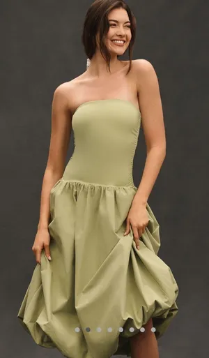 Anthropologie Mare Mare Strapless drop waist midi dress thumbnail 1