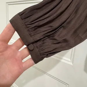 J.Crew Chocolate Brown Ruffleneck Drapey Long Sleeve Blouse thumbnail 6