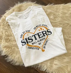 Source Unknown New unworn White Sisters Love Graphic Print T-shirt Size M thumbnail 1