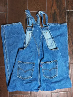 Levi’s Premium Denim Jean Dark Wash Straight Leg Overalls Womens Size XS thumbnail 5