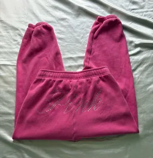 Victoria's Secret PINK pink sweatpants with rhinestone logo thumbnail 1