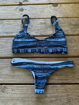 NWOT L*Space Lilly Tie Dye Itsy bikini set blue thumbnail 2