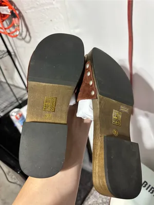 Bibi Lou wooden clog Brown Suede Stud Slide Sandals NWT full set 9 marron thumbnail 6