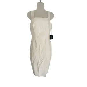 Lulu's Baby You’re The One White Sleeveless Bodycon Midi Dress Lined Bridal thumbnail 3