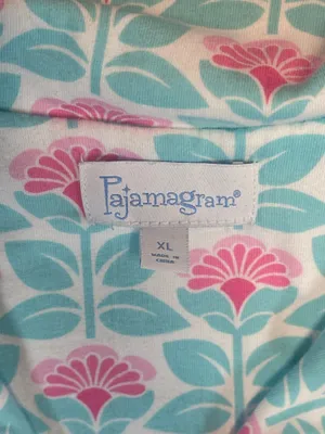 PajamaGram Floral Cotton Pajama Set Aqua Pink Women’s XL thumbnail 5