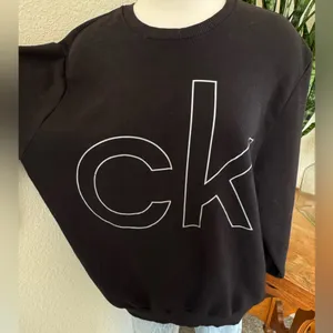 Vintage Calvin Klein Black Sweatshirt Silver‎ Gray Logo Crewneck oversized XXL thumbnail 8