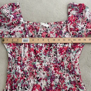ASTR The Label Floral Smocked Long Sleeve Peplum Blouse Elastic Waist Size M thumbnail 7