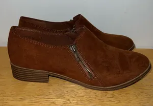 American Eagle Outfitters Chestnut Suede Slip-On Shoes with Side Zips thumbnail 1