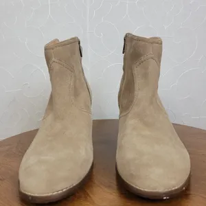 Lands' End Women Ankle Boots Size 10 Brown Tan Suede Zip Up Block Heel Casual thumbnail 2