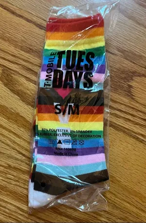 Rainbow stripe love pride socks size small/medium thumbnail 1