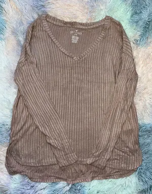 American Eagle Light Pink/Nude Ribbed Top thumbnail 1