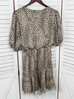 Petal & Pup‎ Eisley Leopard Print Satin Tie Front Mini Dress Tan Black 6 thumbnail 10