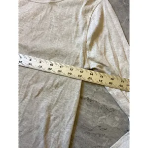 Quince NWOT Organic Cotton Ribbed Long Sleeve Crew Neck Top Oatmeal Beige Small thumbnail 4