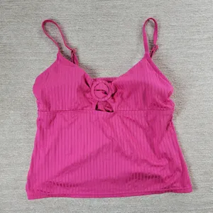 Freshwater O-Ring Cutout Tankini Top Sz L Pink Ribbed Keyhole Cami Bathing Suit thumbnail 10