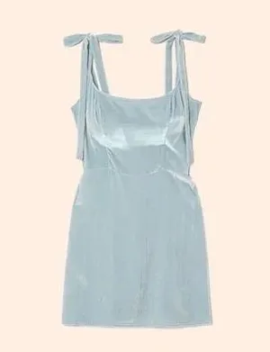 Reformation Minna Velvet Dress (Turquoise) thumbnail 2