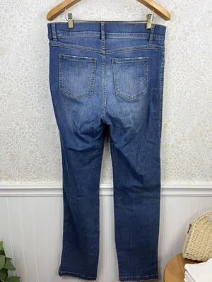 SPANX Vintage Indigo Straight-Leg Pull-on High-Rise Jeans - Size - Large thumbnail 4