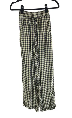 WeWoreWhat Womens Pants Pull On Wide Leg Gingham Plaid Yellow Black XXS thumbnail 1