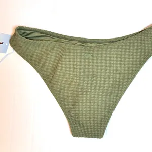 Roxy Essaouira Oil Green Textured High Leg Bikini Bottom L NWT Low Rise Beach thumbnail 2