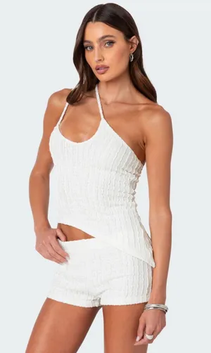 Edikted Phoebe Asymmetric Textured Knit Top thumbnail 1