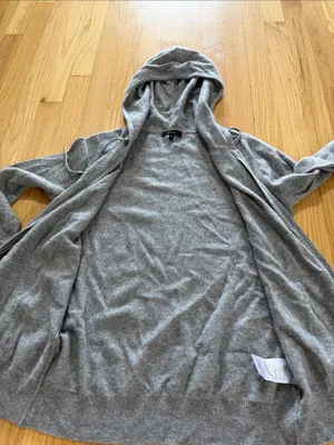 Quince Mongolian Cashmere Full-Zip Hoodie Heather Gray Sz S thumbnail 5