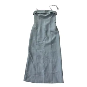 Abercrombie&Fitch Blue Pinstripe Maxi Dress Women Sz Small NWT MSRP $110 | 21-2 thumbnail 3