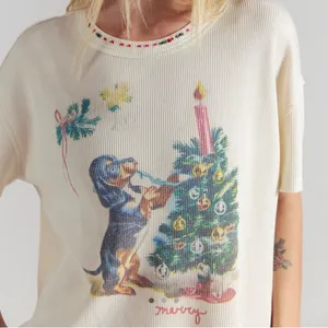 We The Free Merry Meowy Waffle Knit Holiday Tee thumbnail 1